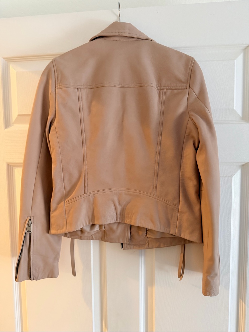 ALL SAINTS DALBY SLIM FIT LEATHER BIKER JACKET in color MISTY PINK size 2 - Picture 9 of 12